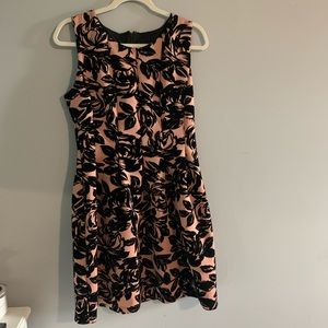 Peach Floral A-Line Dress